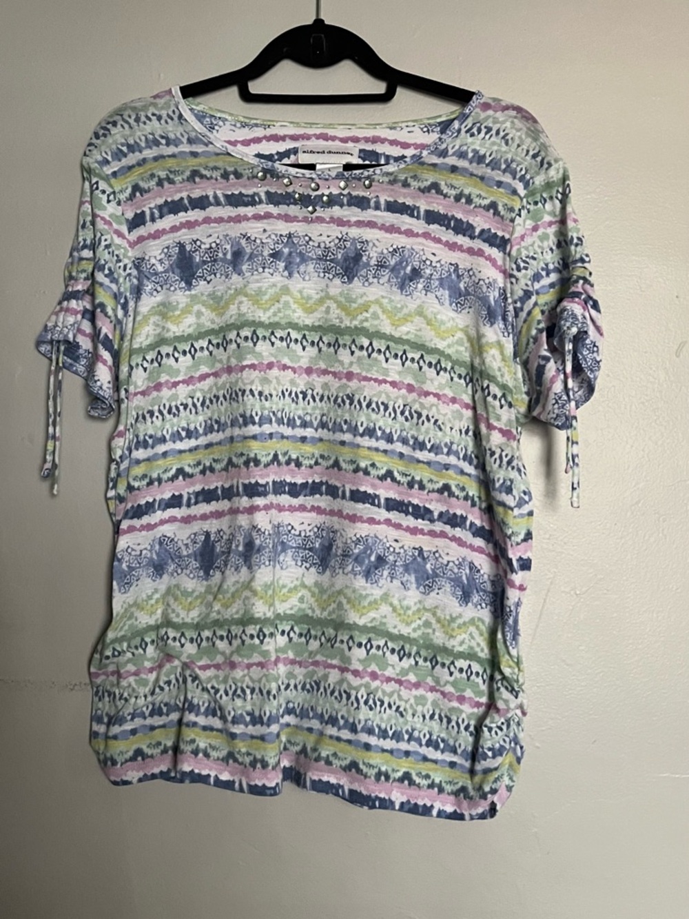 Alfred Dunner Rhinestone Embellished Stripe Top Multicolor L